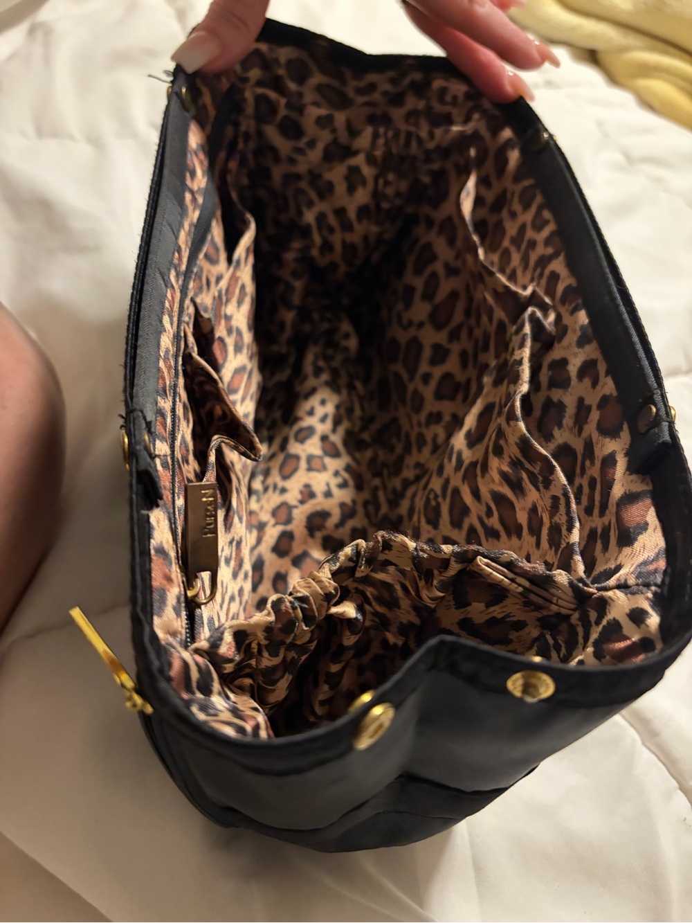 PurseN Black Satin Expandable Travel Organizer Leopard Print - Picture 5 of 7